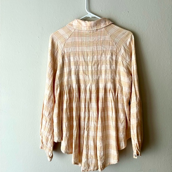 We The Free Peach Plaid Button-Down Shirt - Picture 4 of 6
